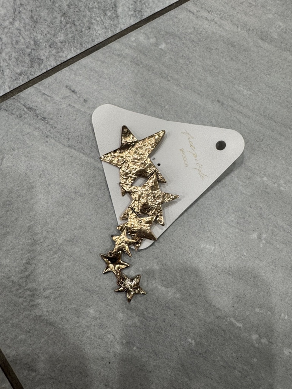 Free people Gold Textured Star Dangle brooch